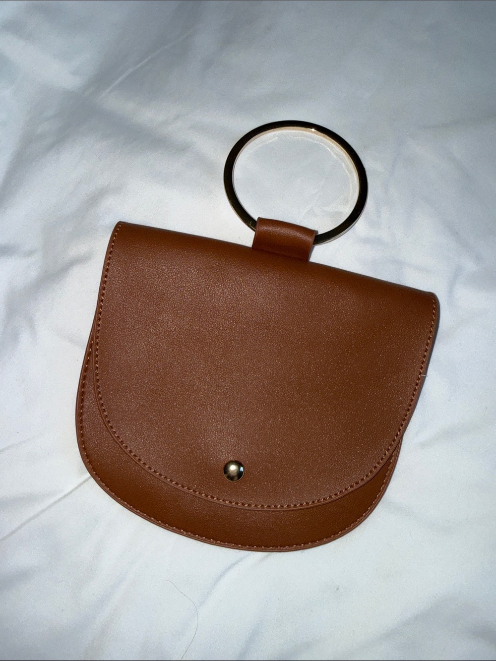 Women's Brown Ring Handle Bag